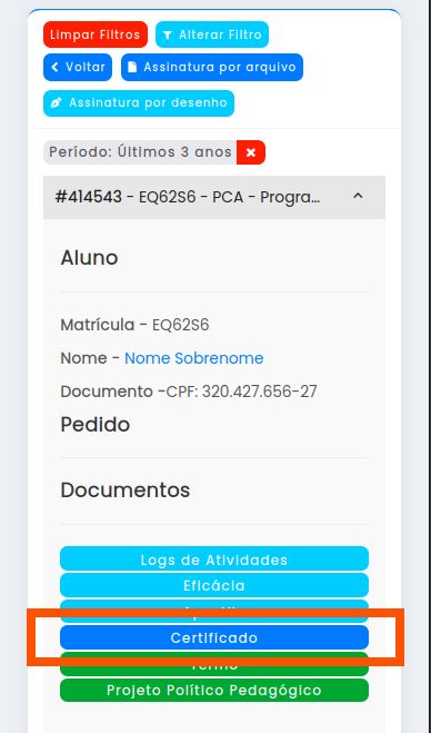 Baixar certificado no mobile – passo 2